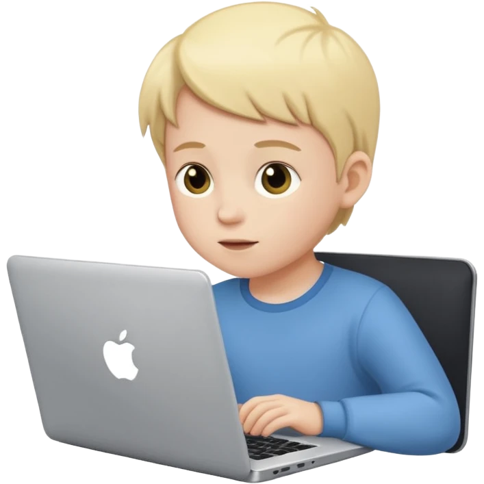 a white child programs on a laptop emoji