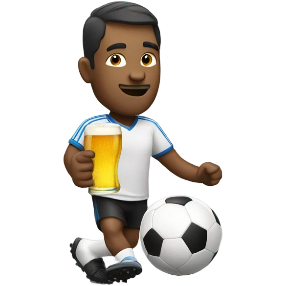 Man with beer playing soccer emoji
