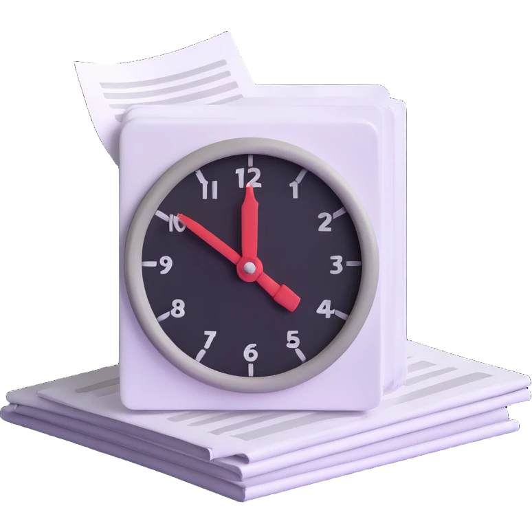 small stack of papers with a timer symbolizing heavy admin workload emoji