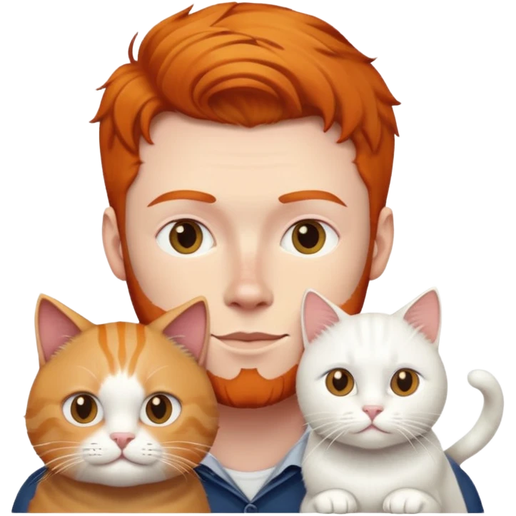 Ginger guy white cat  emoji