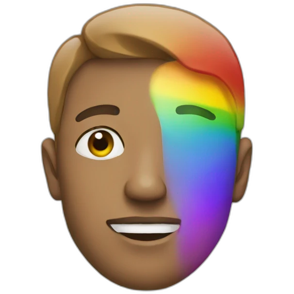 an artist with a rainbow face emoji