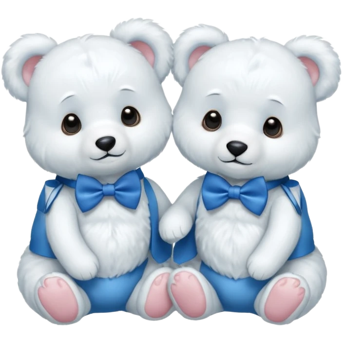 sweet same little white bears with blue bow tie sitting emoji