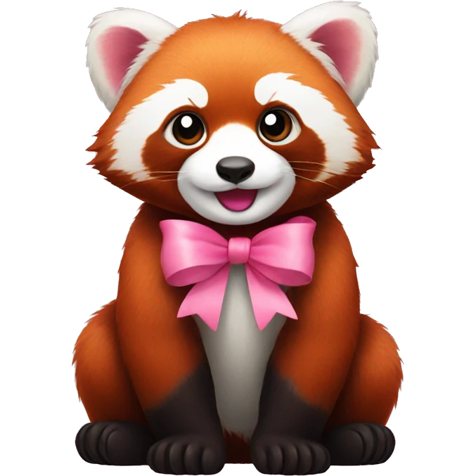Red panda with a pink bow emoji