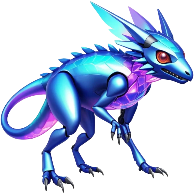  exotic colorful futuristic modern cyber-Fakémon-Digimon-Trico-Vernid-creature emoji