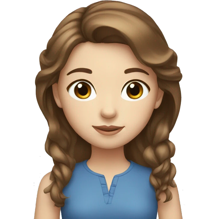 girl shoulder length brown hair blue eyes emoji