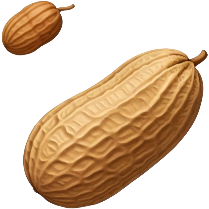 Generate a detailed image of a single peanut in its shell, showcasing its natural texture, ridges, and earthy brown color. The peanut should be well-lit, with soft shadows to enhance its three-dimensional appearance emoji
