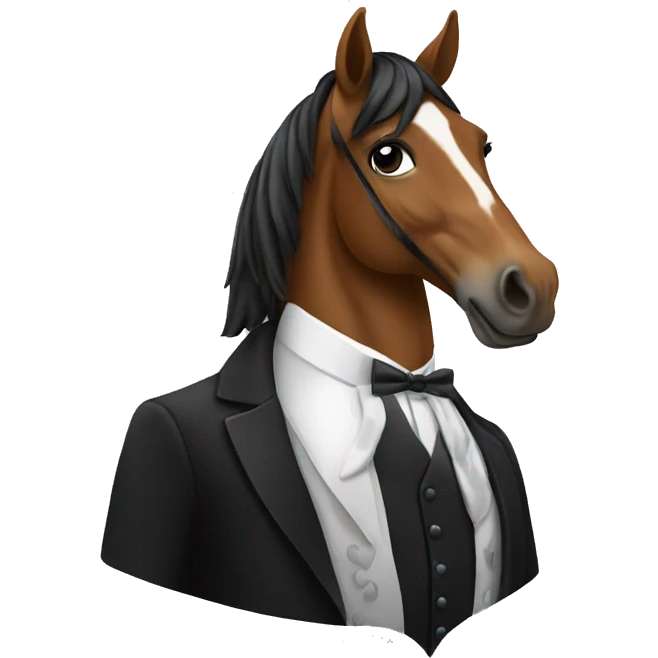 Horse wearing a tuxedo emoji