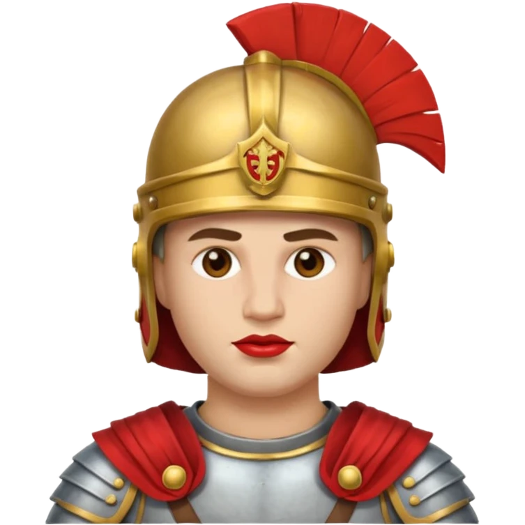 Emoji portrait of a Roman legionary. Helmet, armor, stern expression. emoji