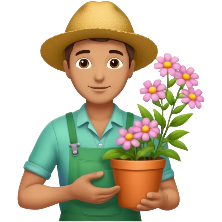 male gardener with flowers emoji