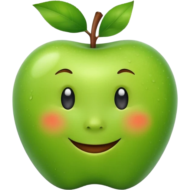 cute green apple smilling emoji