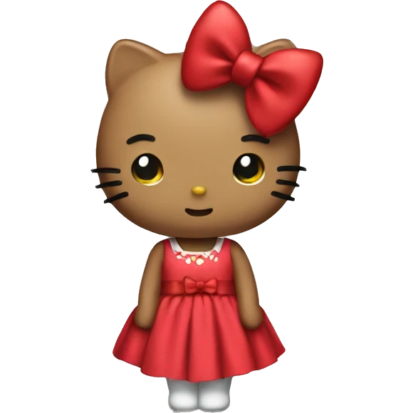 Hello kitty wearing a red dress with a bow emoji