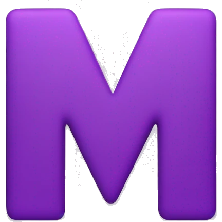 A letter M with purple colour background emoji