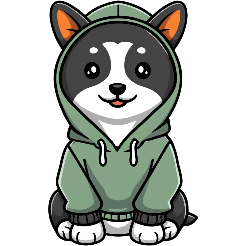 Dog wearing a hoodie emoji