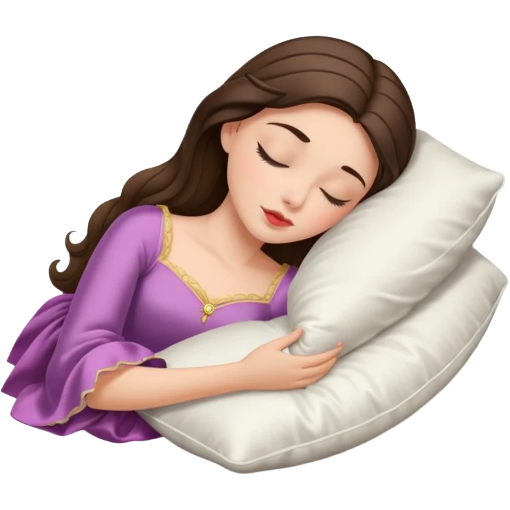 sleeping beauty brunette white girl with a silk pillow emoji