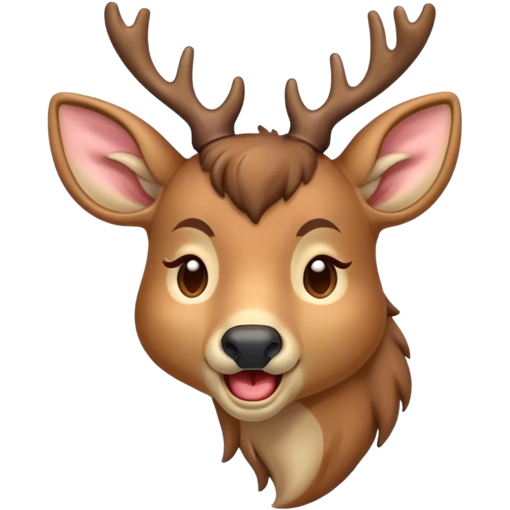 Cinematic Cute Yawning Deer Portrait Emoji, Head tilted slightly with a dramatic, wide-open yawn, revealing a soft, dappled coat and elegantly drooping ears, eyes barely open in drowsy contentment, Simplified yet irresistibly adorable features, highly detailed, glowing with a soft, cozy glow, high shine, relaxed yet expressive, stylized with a touch of natural whimsy, bright and endearing, soft glowing outline, capturing the essence of a sleepy yet affectionate deer, so drowsy it feels like it could stretch right out of the screen and curl up for a nap! emoji