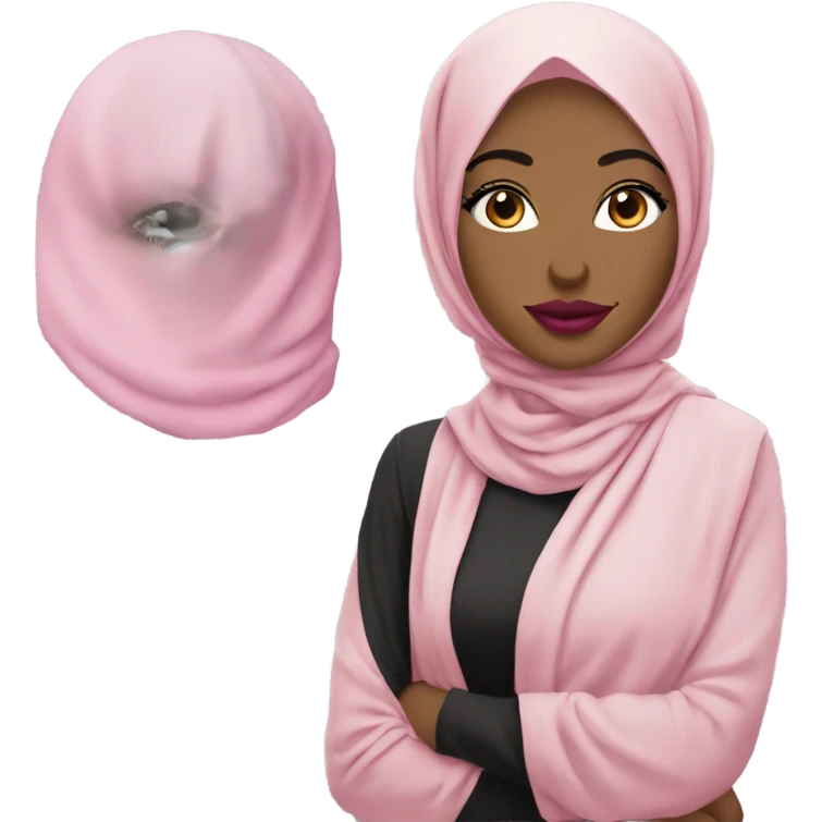 Glamorous Hijabi with fair skin and pink lipstick emoji