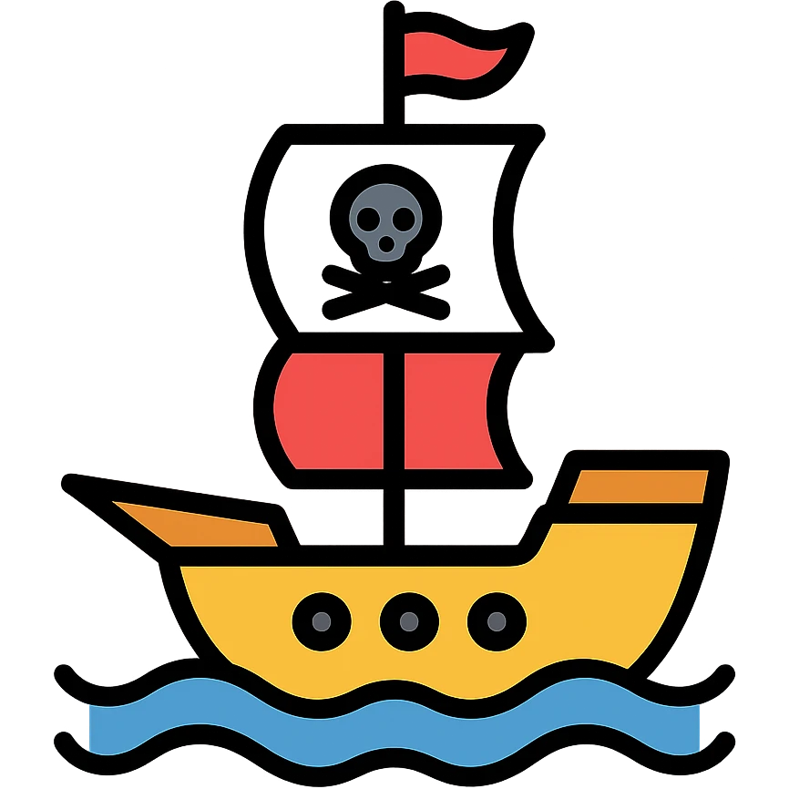 pirate ship icon with color outline emoji