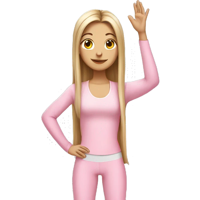 yoga white girl pink suit long hair emoji