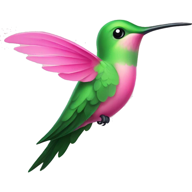 Cute pink and green hummingbird emoji