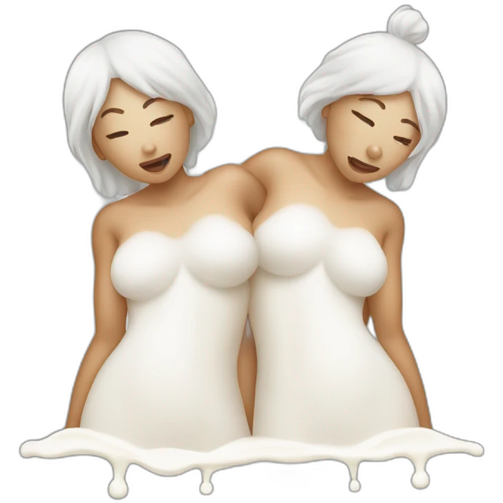two women covered in milk emoji