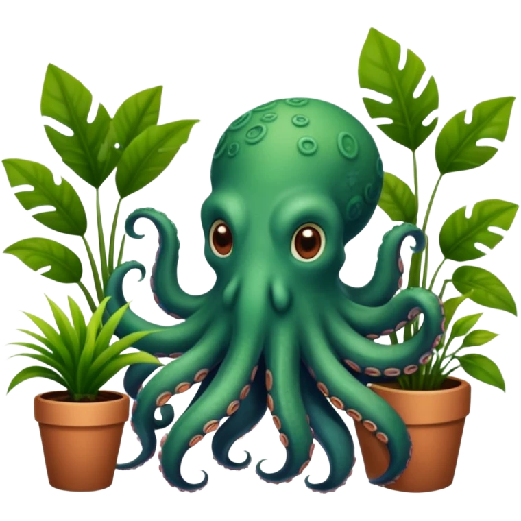 Octopus with house plants emoji