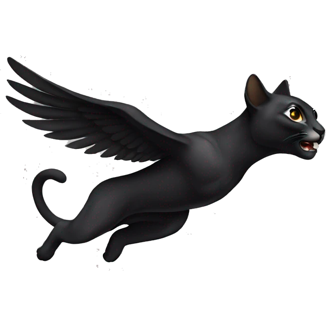 winged black puma flying emoji