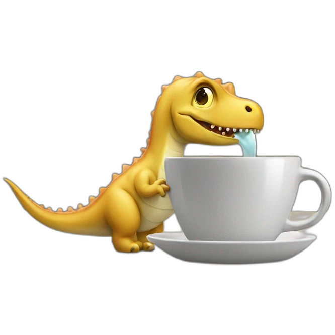 Dino drinking coffee emoji
