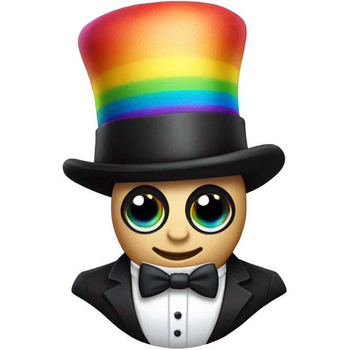 Rainbow potato wearing top hat and tuxedo  emoji