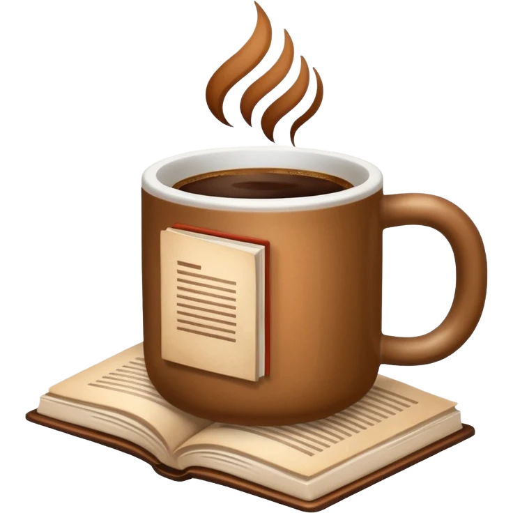 Coffee on a opened book emoji