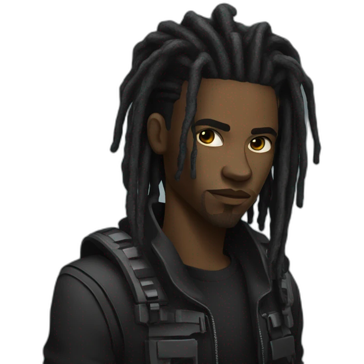a black cyberpunk guy with dreads emoji