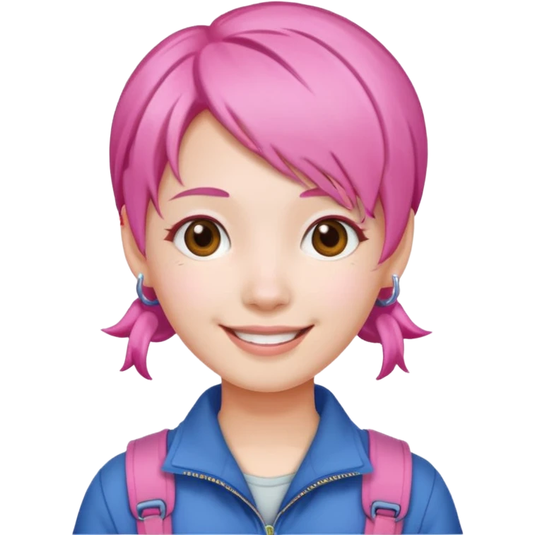 chinese pink haired toutist emoji
