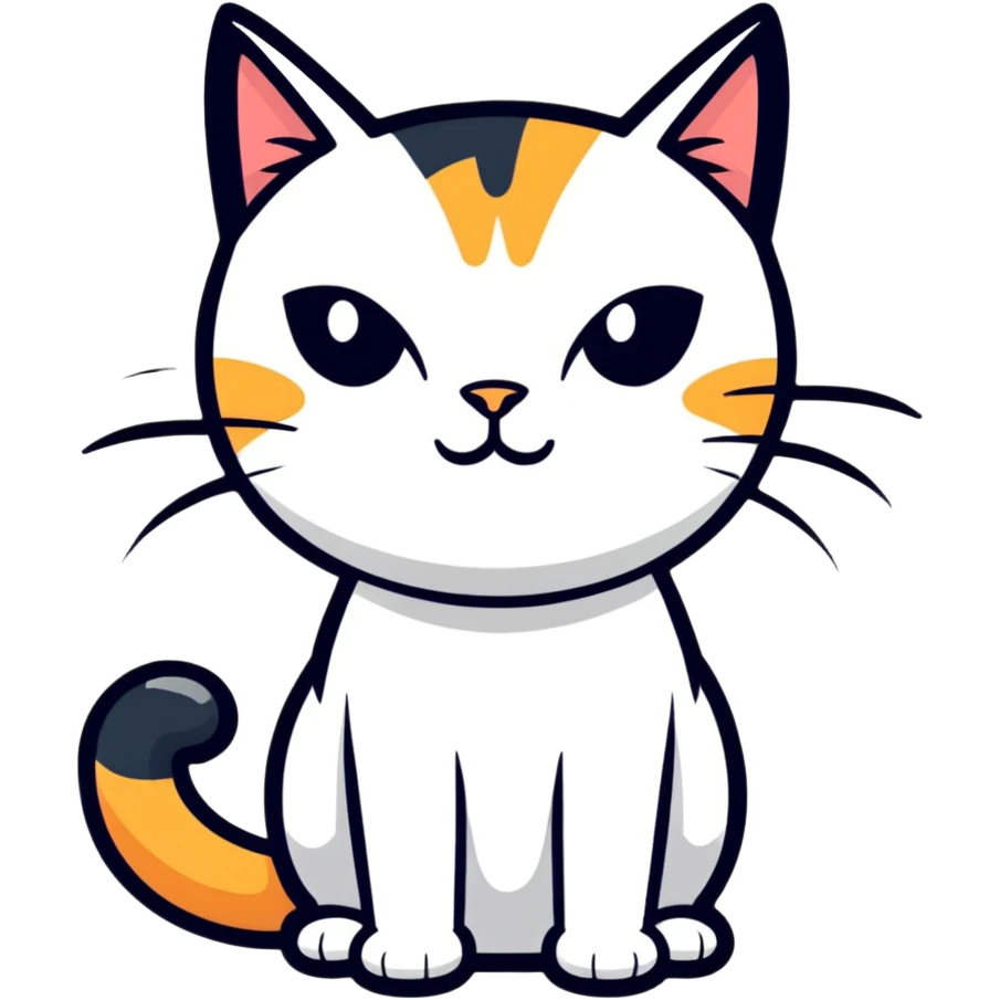 suspicious looking cat, cartoonish sticker style emoji