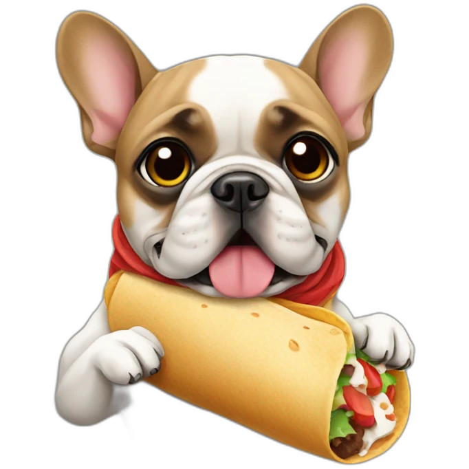 a french bulldog eating a burrito emoji