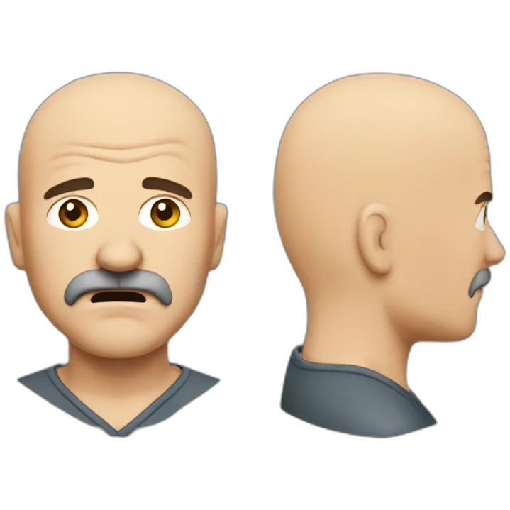 Angry Bald middle aged guy with side brown hair and thick brown mustache emoji
