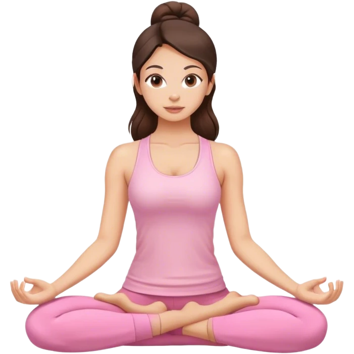 Beautiful brunette yoga girl light pink clothes  emoji