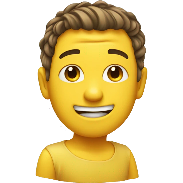 classic yellow emoji pushing hair behind ear with a hand while squinting and a side smile emoji