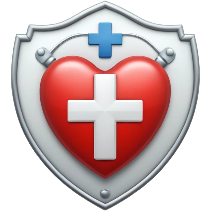 Shield with heart symbol and medical cross, representing sexual health protection emoji