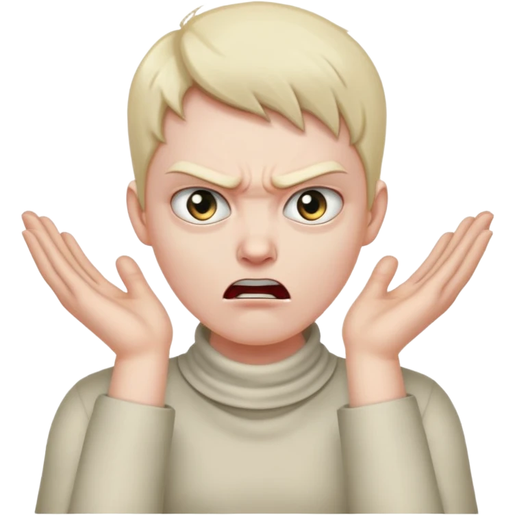 Emoji nekoga,ki se z obema rokama drži za vrat in se želi ubiti ter je jezen in ima oči navzgor ali zavija z očmi (nič namerno samo za hec) emoji