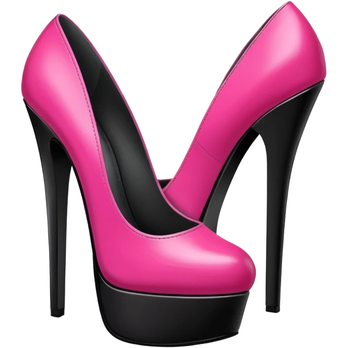 Bold pink Fuchsia black platform high heels emoji