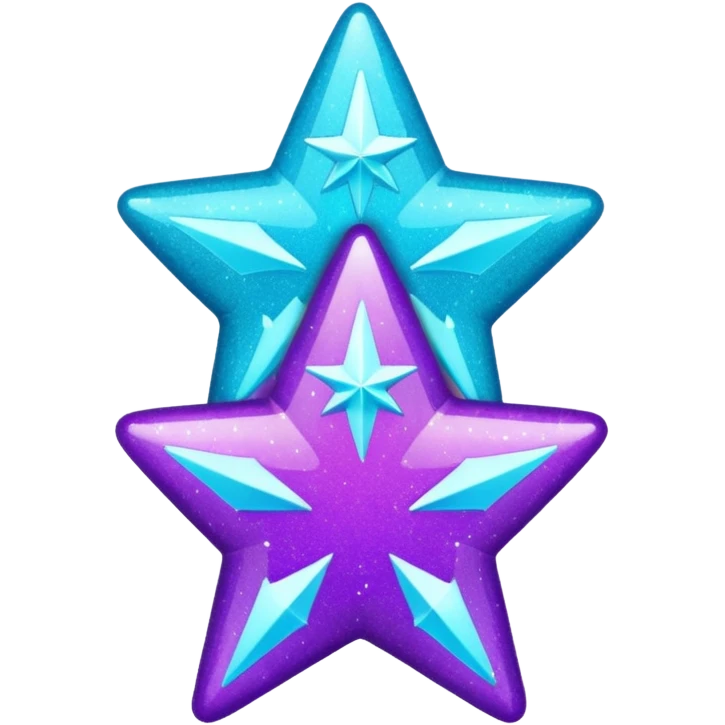 glitter purple and cian 3 stars  emoji