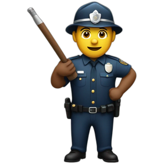 A policeman with a baton in his hand getting ready to strike emoji