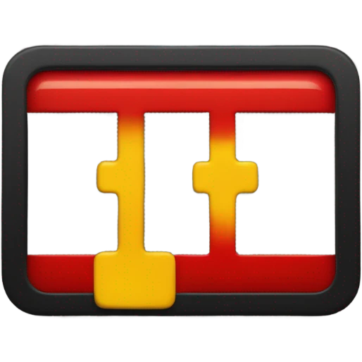a black and red rectangle with a medium-sized yellow circle in the middle emoji