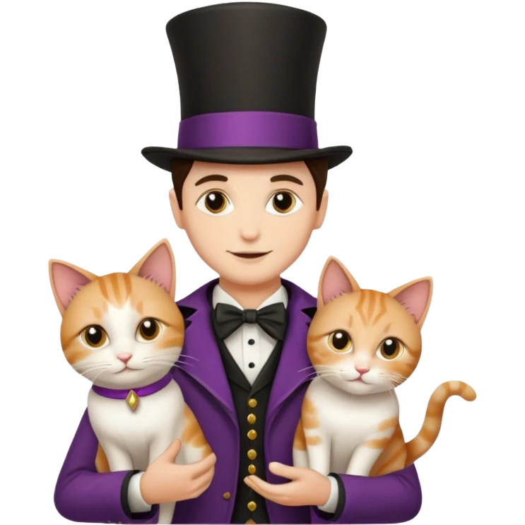magician couple and their pet cat emoji