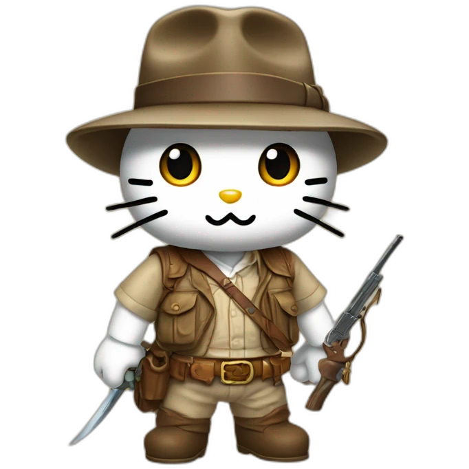 Hello kitty as Indiana Jones emoji