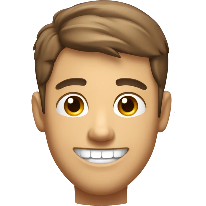 man's head and neck looking out of toilet bowl smiling, brown short hair, toothy smile, stubble emoji
