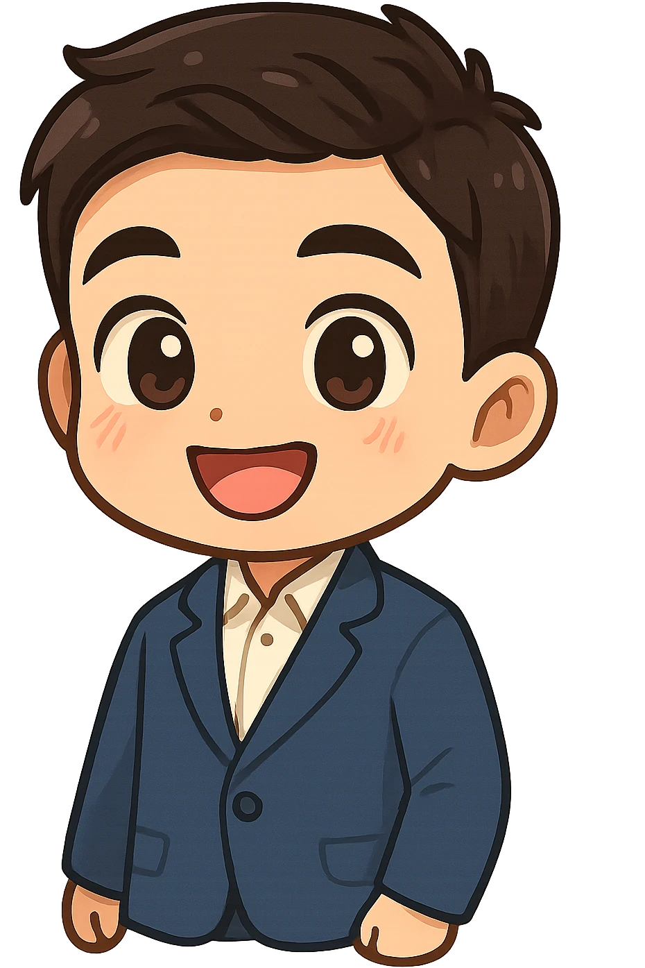 Convert the photo into a cute and cartoonish sticker with a transparent background. The face should have a happy and attractive expression, in a cartoon and fantasy style, emphasizing charm and playfulness. emoji