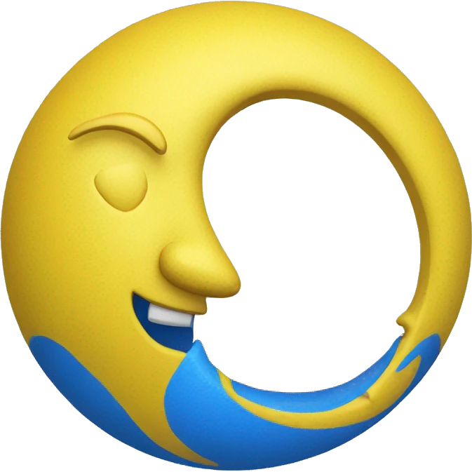 Blue crescent next to a yellow orb sphere emoji