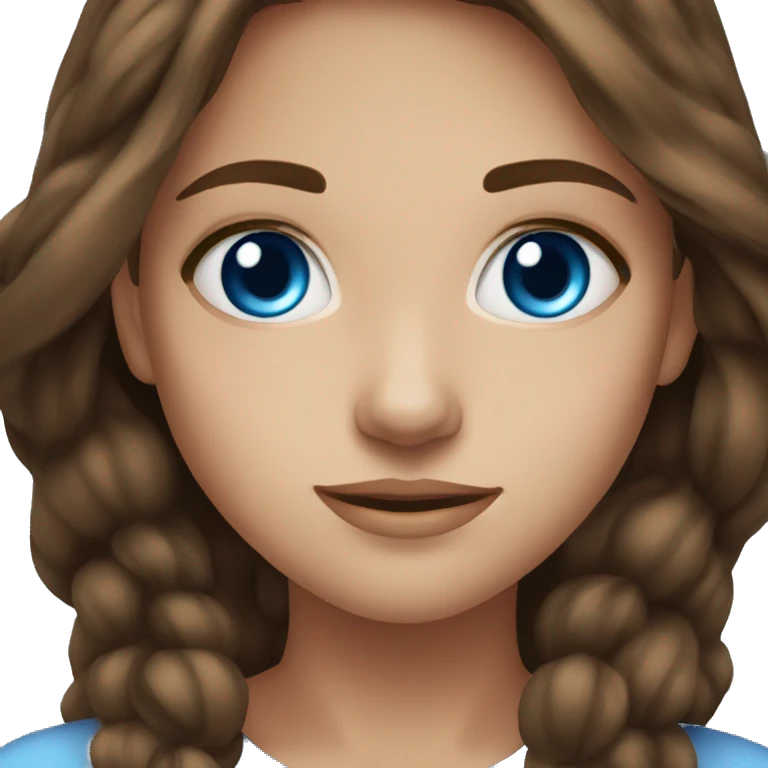 Pretty girl brown hair blue eyes emoji