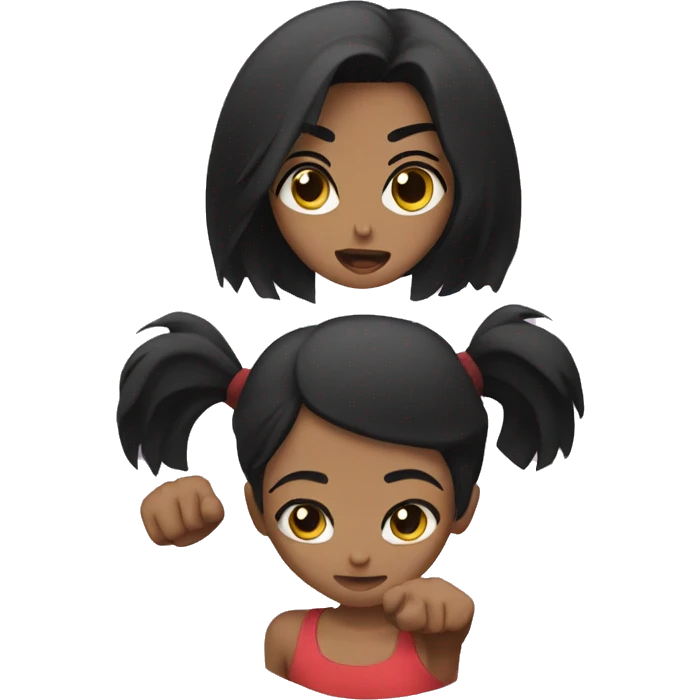 Girl with black hair punching emoji
