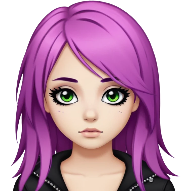 colored hair emo, baddie,pretty, makeup, black eyeliner, long hair emoji